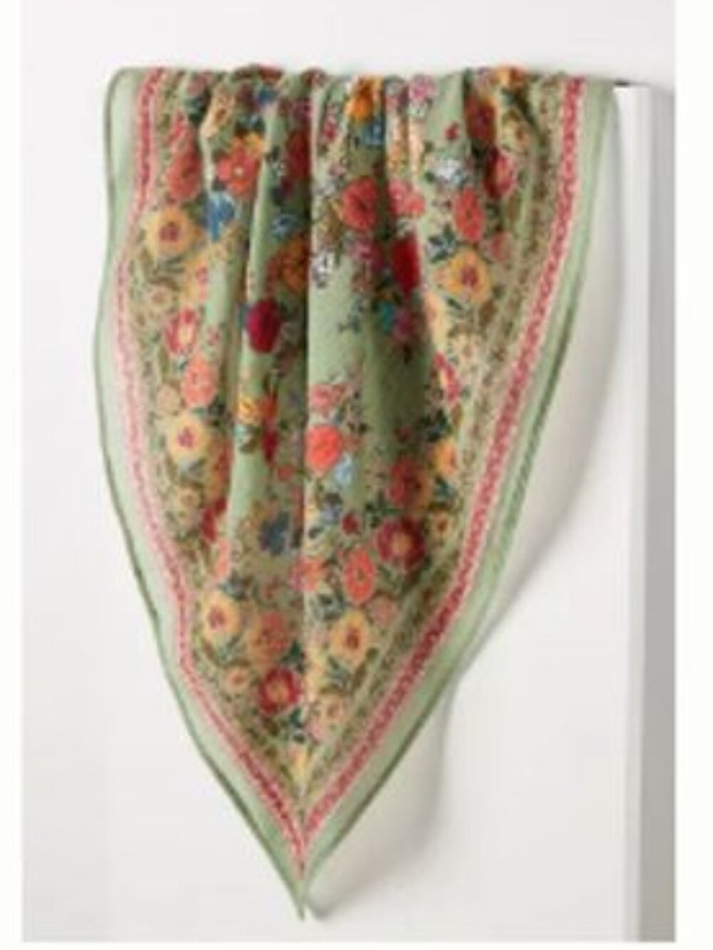 Anthropologie Wilder Patchwork Kerchief Scarf in Green Motif - NWOT